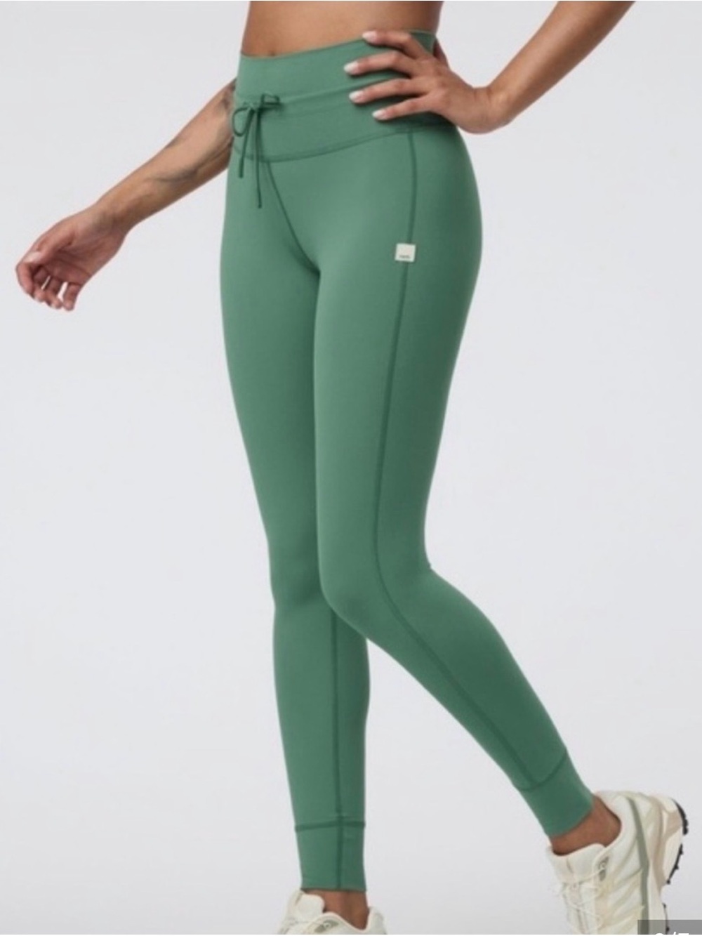 Vuori Daily Form High-Waist Green Active Leggings with Drawstring - Picture 2 of 6